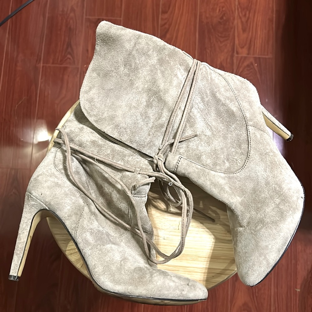 Gray suede ankle boots